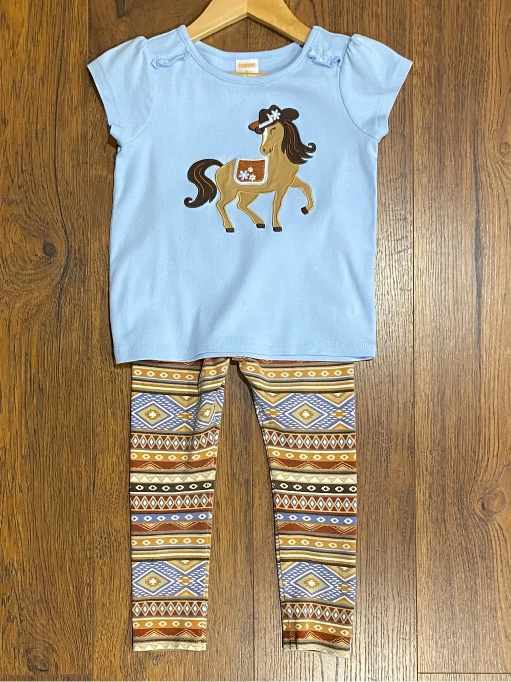 Gymboree Girls’ Light Blue and Brown Cowgirl Western 4-Piece Set Size 5T/6